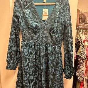 Michael Kors Teal Long Sleeve Dress
